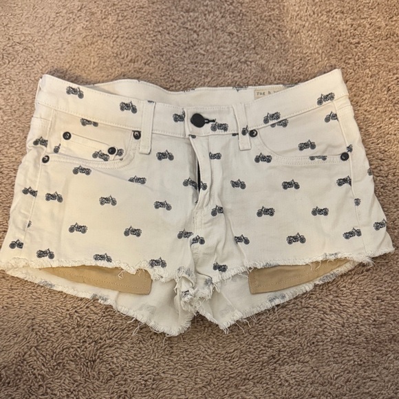 rag & bone Pants - rag & bone White Jean Shorts with Black Pattern